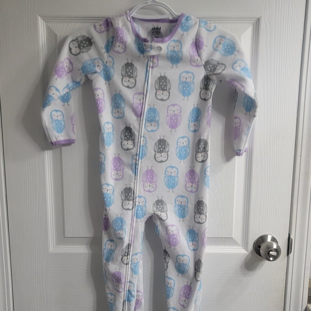 #269 Owl White 4T Onesie Footed Sleeper Pjs Pajamas